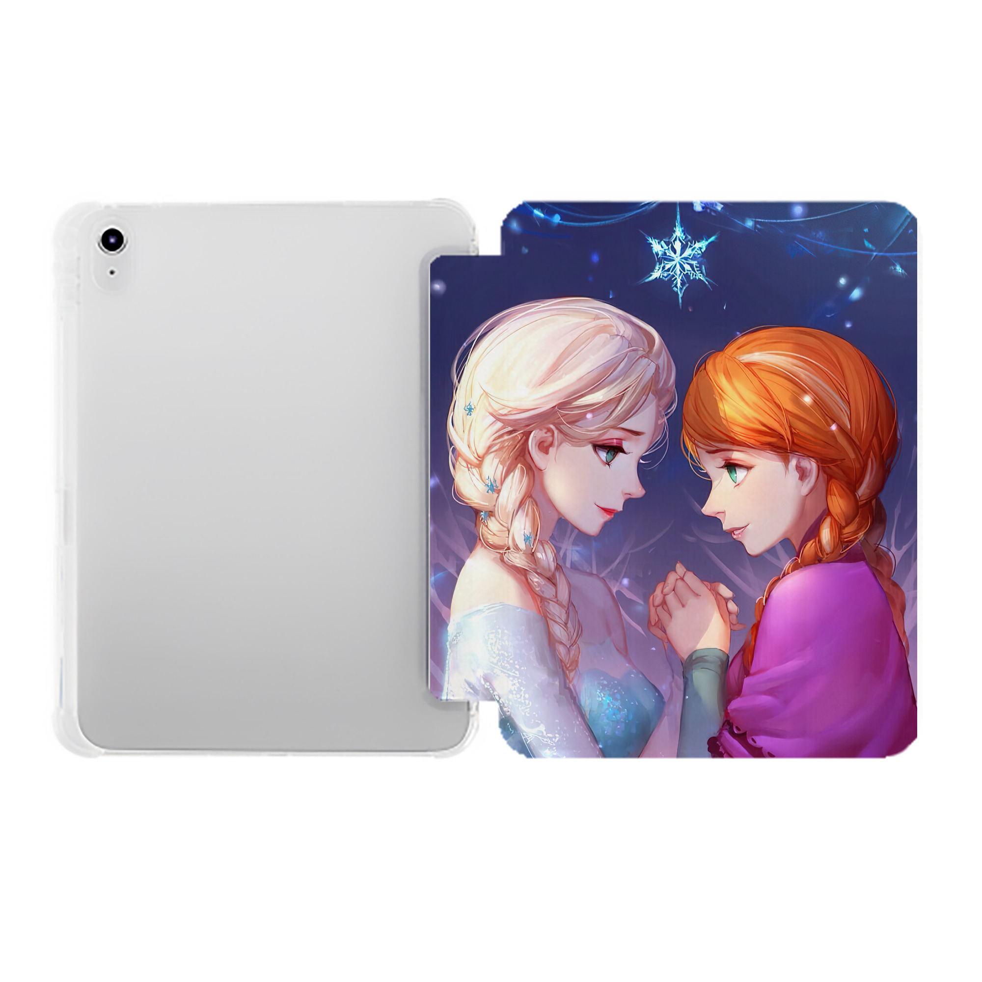 （画像用） アナと雪の女王 アンナ エルサ Frozen Anna Elsa IPad ケース ペン収納付き 三つ折りスタンド PUレザー×シリコン 対応機種9.5/10.5/10.9インチ